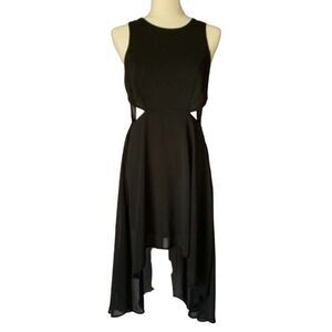 Divided H&M Gothic High Low Midi Maxi Dress 10 Black Sheer Side Cutout Punk